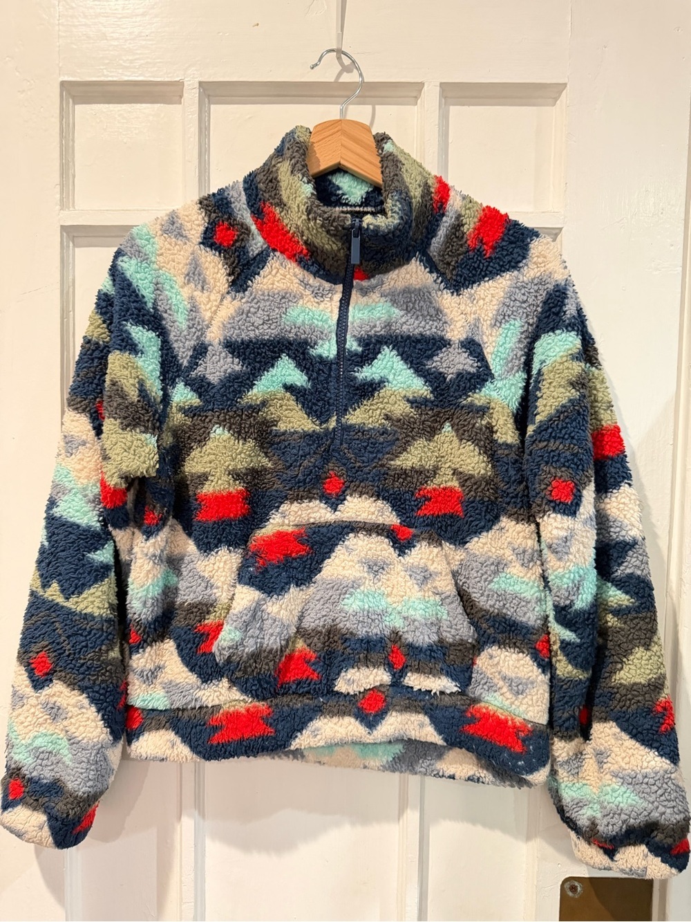 Aeropostale Multicolor Sherpa Pullover Jacket - Navy, Red, Mint, Olive, Cream